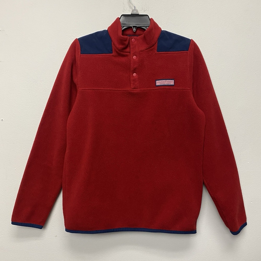 Vineyard Vines Men Fleece Pullover Sweatshirt XL Blue Red Sweater Spring Outdoor
